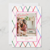 Falala Pastel geruit patroon kerstfoto Feestdagenkaart (Voorkant)