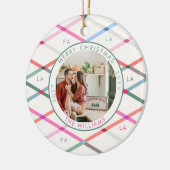 Falala Pastel geruit patroon kerstfoto Keramisch Ornament (Links)