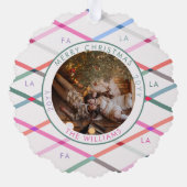 Falala Pastel geruit patroon kerstfoto Ornament Kaart (Achterkant)