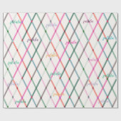 Falala Pastel Kleuren Geruit Patroon Kerstmis Cadeaupapier (Vlak)