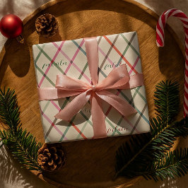 Falala Pastel Kleuren Geruit Patroon Kerstmis Cadeaupapier