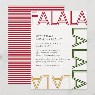 FALALA Red Stripes Moderne Holiday Cocktails Party Kaart
