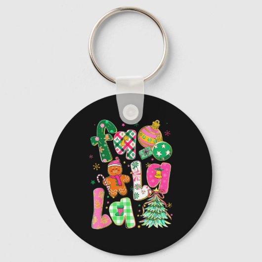 Falala Sublimation Gingerbread Preppy Christmas Co Sleutelhanger (Voorkant)