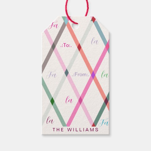 Falala To and From Checkered Pattern Christmas Cadeaulabel (Voorkant)