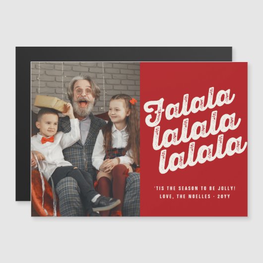 Falalala Bold Script Fun Classic kerstfoto (Voorkant / Achterkant)