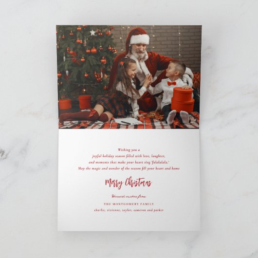 Falalala Bold Script Fun Classic kerstfoto Feestdagen Kaart (Binnen)