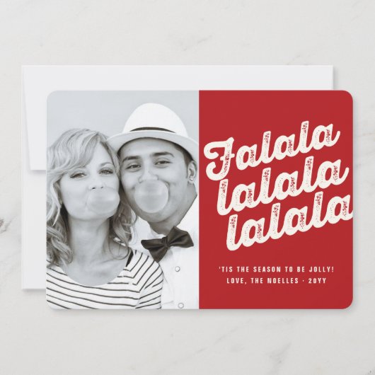 Falalala Bold Script Fun Classic kerstfoto Feestdagenkaart (Voorkant)