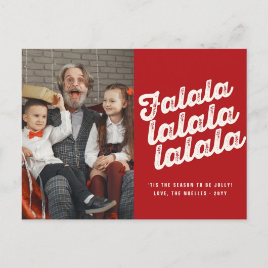 Falalala Bold Script Fun Classic kerstfoto Feestdagenkaart (Voorkant)