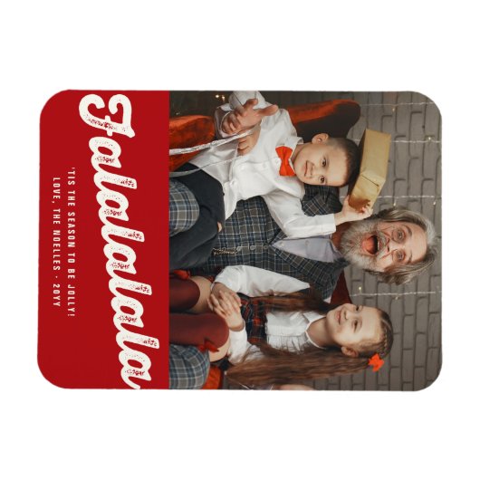 Falalala Bold Script Fun Classic kerstfoto Magneet (Horizontaal)