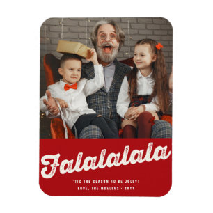 Falalala Bold Script Fun Classic kerstfoto Magneet