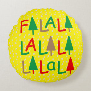 FaLaLaLa... Eenvoudig Rood Groen Geel Rond Kussen