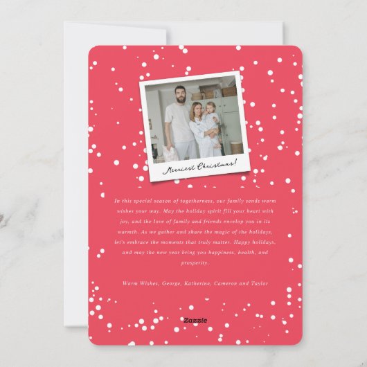 Falalala Fun Script Roze kerstfoto Modern Feestdagenkaart (Achterkant)