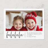 "Falalala" gepersonaliseerde kerstfotokaart Briefkaart (Voorkant)
