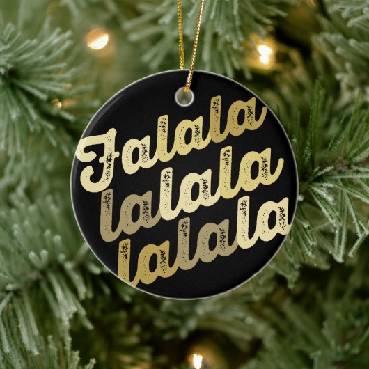 Falalala Gold Ombre Bold script: Kerstmis Keramisch Ornament (Boom)