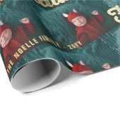 Falalala Gold Ombre Script-kerstmultifoto Cadeaupapier (Rol Hoek)