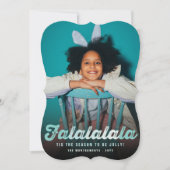 Falalala Green Ombre Script Fun Kerstfoto Feestdagenkaart (Voorkant)