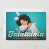 Falalala Green Ombre Script Fun Kerstfoto Feestdagenkaart (Voorkant)