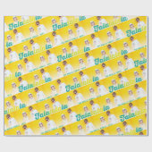 Falalala Green Ombre Script Holiday Multi Foto Cadeaupapier (Vlak)