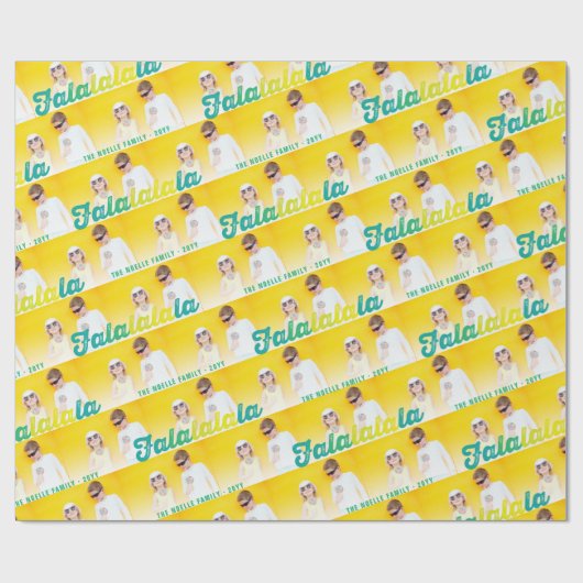 Falalala Green Ombre Script Holiday Multi Foto Cadeaupapier (Vlak)
