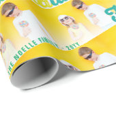 Falalala Green Ombre Script Holiday Multi Foto Cadeaupapier (Rol Hoek)