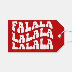 Falalala Groovy Wavy Typografie Red Christmas Cadeaulabel