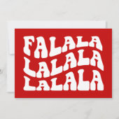 Falalala Groovy Wavy Typografie Red Christmas Feestdagenkaart (Voorkant)