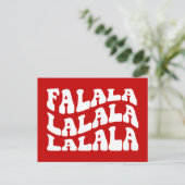Falalala Groovy Wavy Typografie Red Christmas Feestdagenkaart (Staand voorkant)