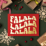 Falalala Groovy Wavy Typografie Red Christmas Folie Feestdagenkaart<br><div class="desc">FaLaLaLa Christmas Kaart: een retro ontwerp,  met een golvende  typografie in gouden folie en een klassieke rode achtergrond</div>