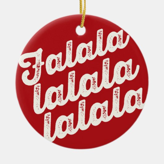 Falalala Grunge Bold Script Foto Rood Kerstfeest Keramisch Ornament (Voorkant)