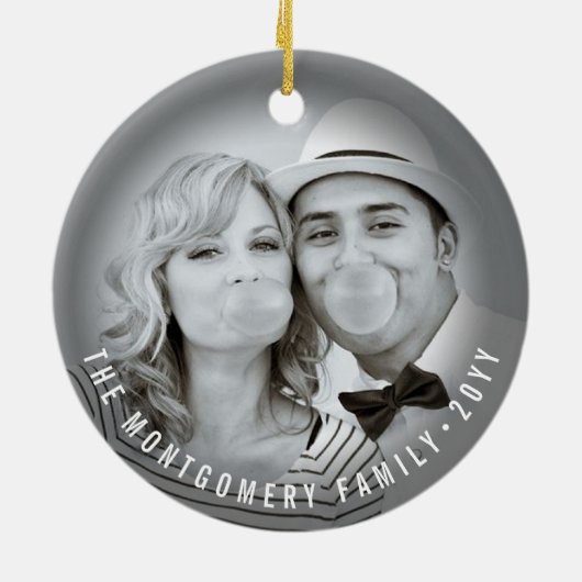 Falalala Grunge Bold Script Foto Rood Kerstfeest Keramisch Ornament (Achterkant)