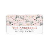 Falalala Kerstverlichting Roze Vakantie Adres Etiket (Voorkant)