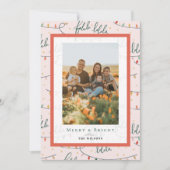 Falalala Kerstverlichting Vakantie Roze Fotokaart Kaart (Voorkant)