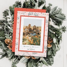 Falalala Kerstverlichting Vakantie Roze Fotokaart Kaart