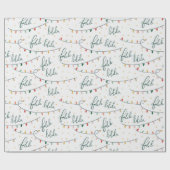 Falalala Kleurrijke Kerstverlichting Witte Vakanti Cadeaupapier (Vlak)