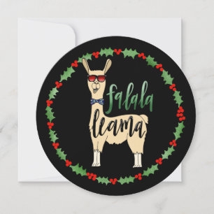 Falalala Llama Kerstkaart - Unieke Cirkelvorm