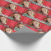 Falalala Mint Ombre Script KerstMulti Foto Cadeaupapier (Hoek)