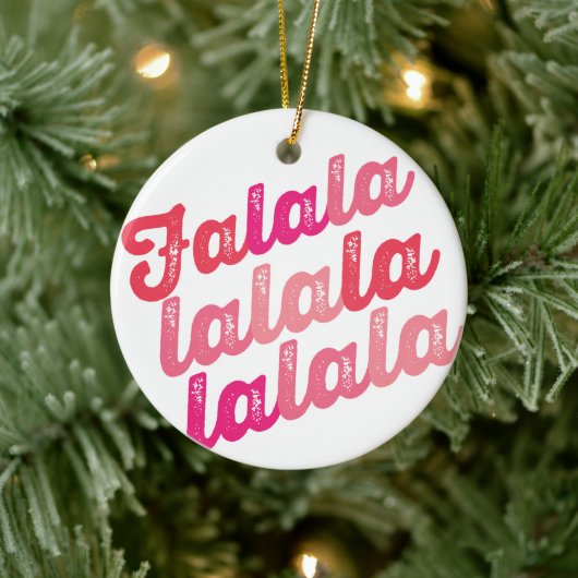 Falalala Pink Ombre Bold script: Kerstmis Keramisch Ornament (Boom)