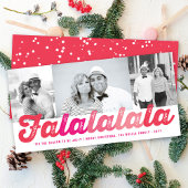 Falalala Pink Ombre Script Fun Kerstmis 3 Foto Feestdagenkaart