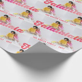 Falalala Pink Ombre Script-kerstmultifoto Cadeaupapier (Hoek)
