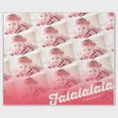 Falalala Red Ombre kerstfoto Collage Cadeaupapier (Vlak)