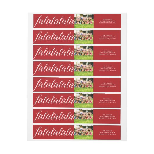 Falalala Script Fun Holiday Photo Return Address (Vel)