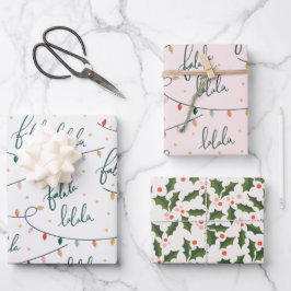 Falalala Script Kerstvakantie Inpakpapier Vel