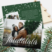 Falalala Simple White Script Fun Modern Photo Feestdagenkaart