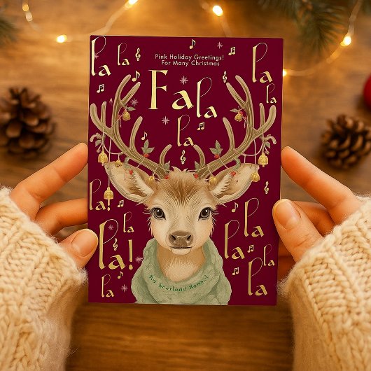 FaLaLaLa Waterverf Rendier Kerstgroet Folie Uitnodiging