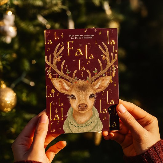 FaLaLaLa Waterverf Rendier Kerstgroet Folie Uitnodiging