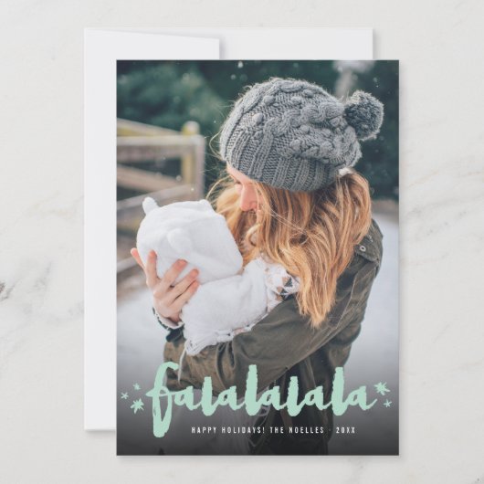 Falalalala Brush Calligrafiestars Modern Foto Feestdagenkaart (Voorkant)