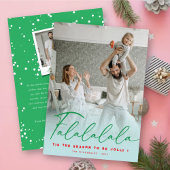 Falalalala Fun Script Aqua Kerst Modern Foto Feestdagenkaart