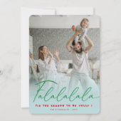 Falalalala Fun Script Aqua Kerst Modern Foto Feestdagenkaart (Voorkant)