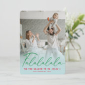 Falalalala Fun Script Aqua Kerst Modern Foto Feestdagenkaart (Staand voorkant)