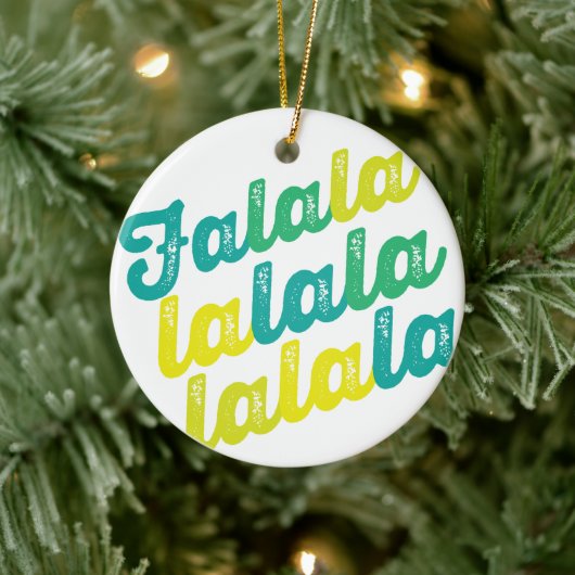Falalalala Green Ombre Bold Script Keramisch Ornament (Boom)